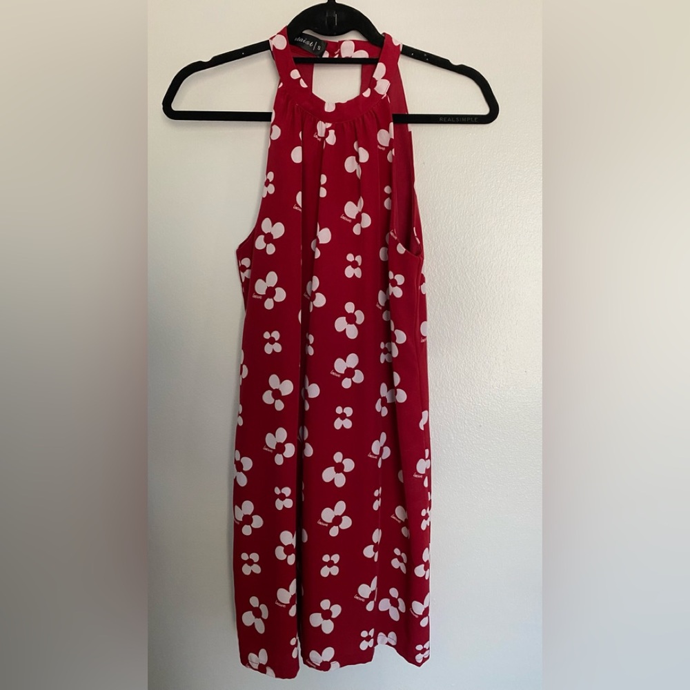 Red Floral Halter Mini Dress